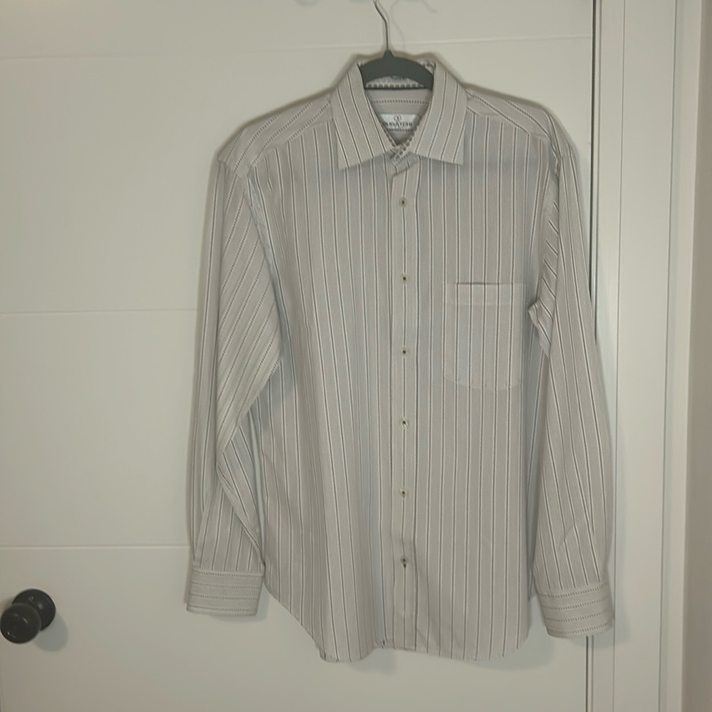 BUGATCHI UOMO men’s medium cream button-down shirt